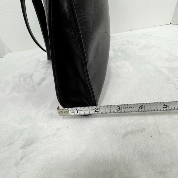 Apostrophe 13.5" Black Purse Structured Genuine Leather Gun Black Hardware Chic - Picture 13 of 16